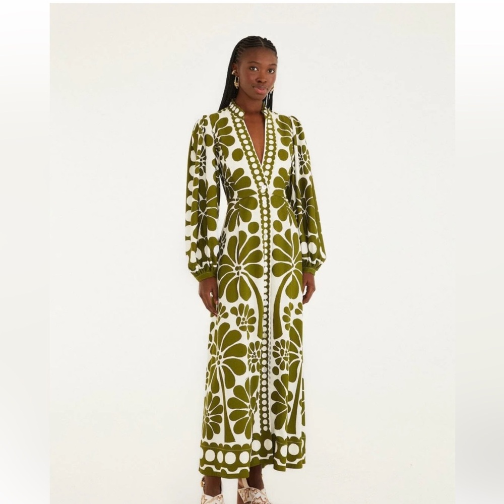Green Floral V-Neck Maxi Dress - Picture 2 of 7
